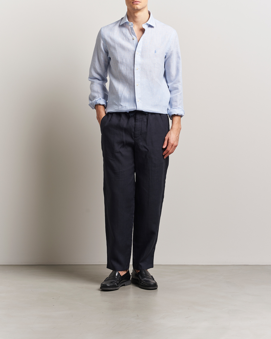 Herr | Skjortor | Polo Ralph Lauren | Custom Fit Dressed Striped Linen Shirt Cabana Blue