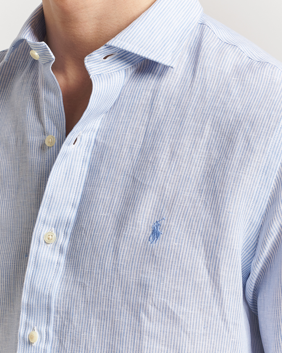 Herr | Skjortor | Polo Ralph Lauren | Custom Fit Dressed Striped Linen Shirt Cabana Blue