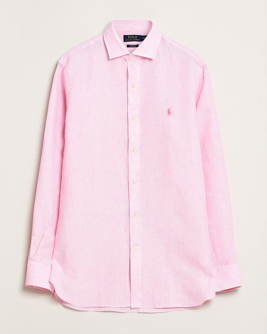 Herr | Skjortor | Polo Ralph Lauren | Custom Fit Dressed Striped Linen Shirt Pink/White