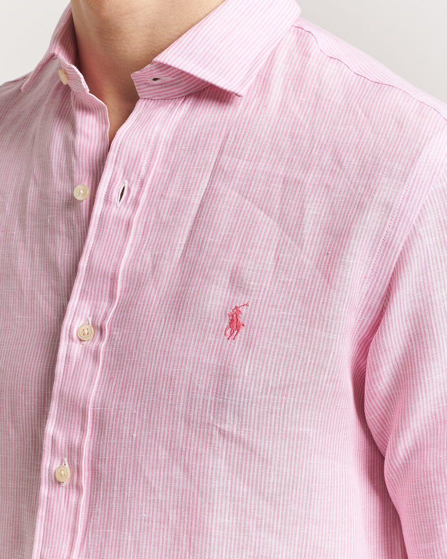 Herr | Skjortor | Polo Ralph Lauren | Custom Fit Dressed Striped Linen Shirt Pink/White