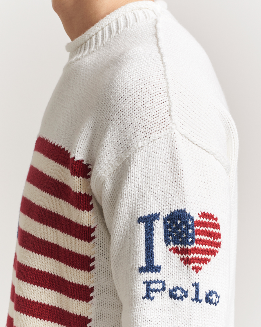 Herr | Tröjor | Polo Ralph Lauren | Cotton Flag Sweater Deckwash White