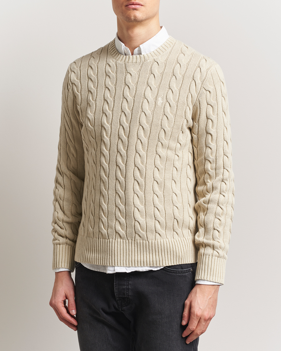 Herr | Tröjor | Polo Ralph Lauren | Cotton Cable Pullover Natural