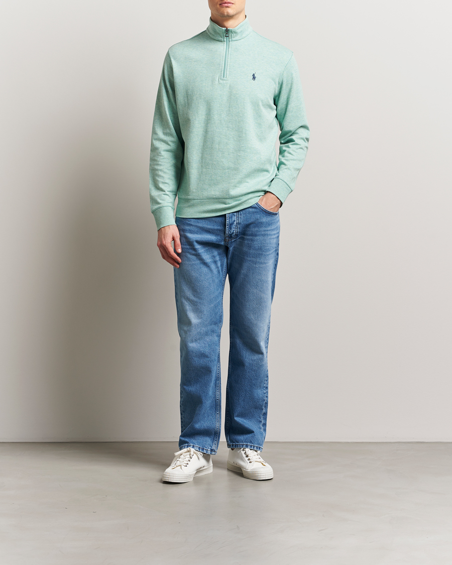 Herr | Tröjor | Polo Ralph Lauren | Tech Double Knit Half Zip Celadon Heather