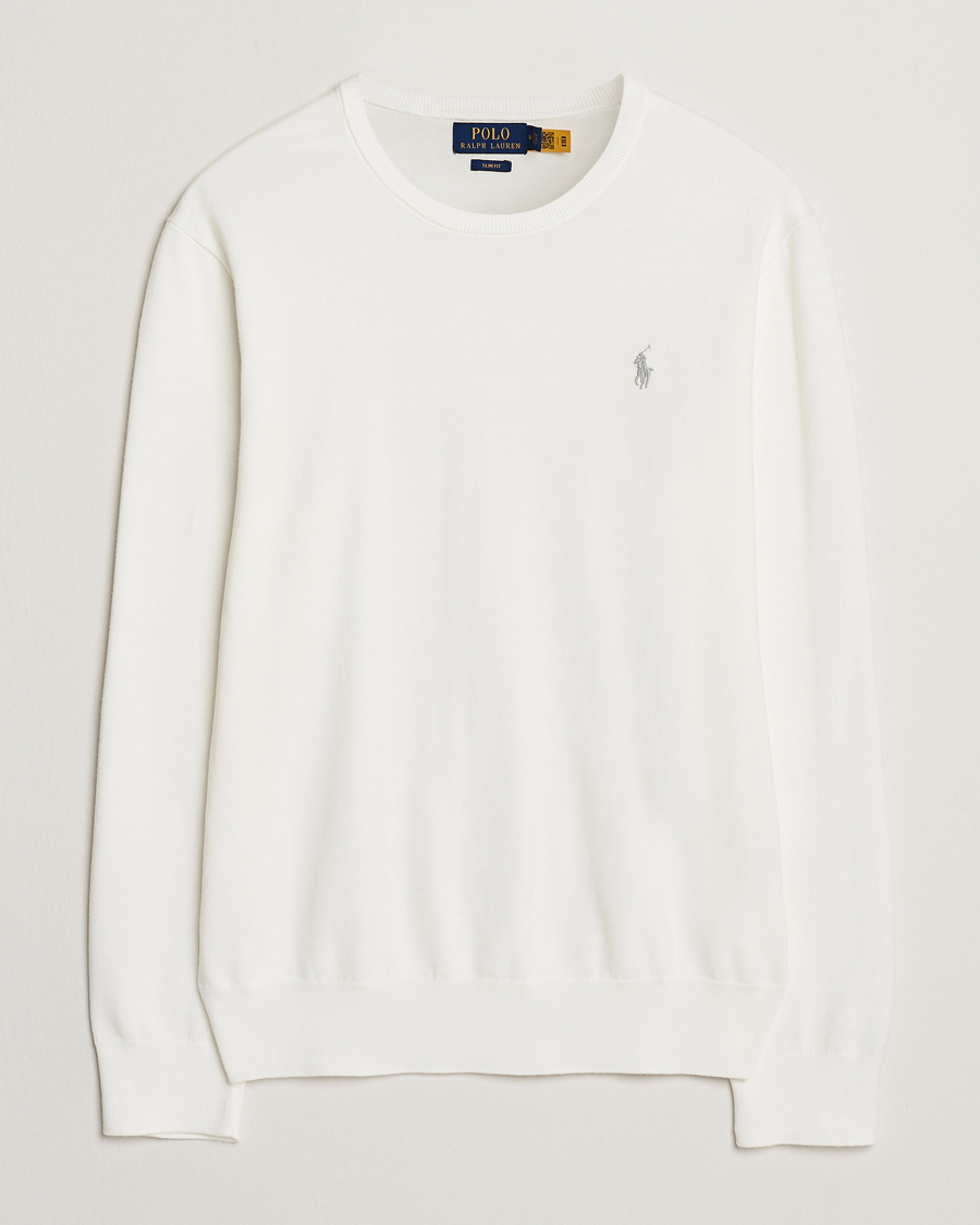 Herr | Tröjor | Polo Ralph Lauren | Cotton Crew Neck Sweater Deckwash White