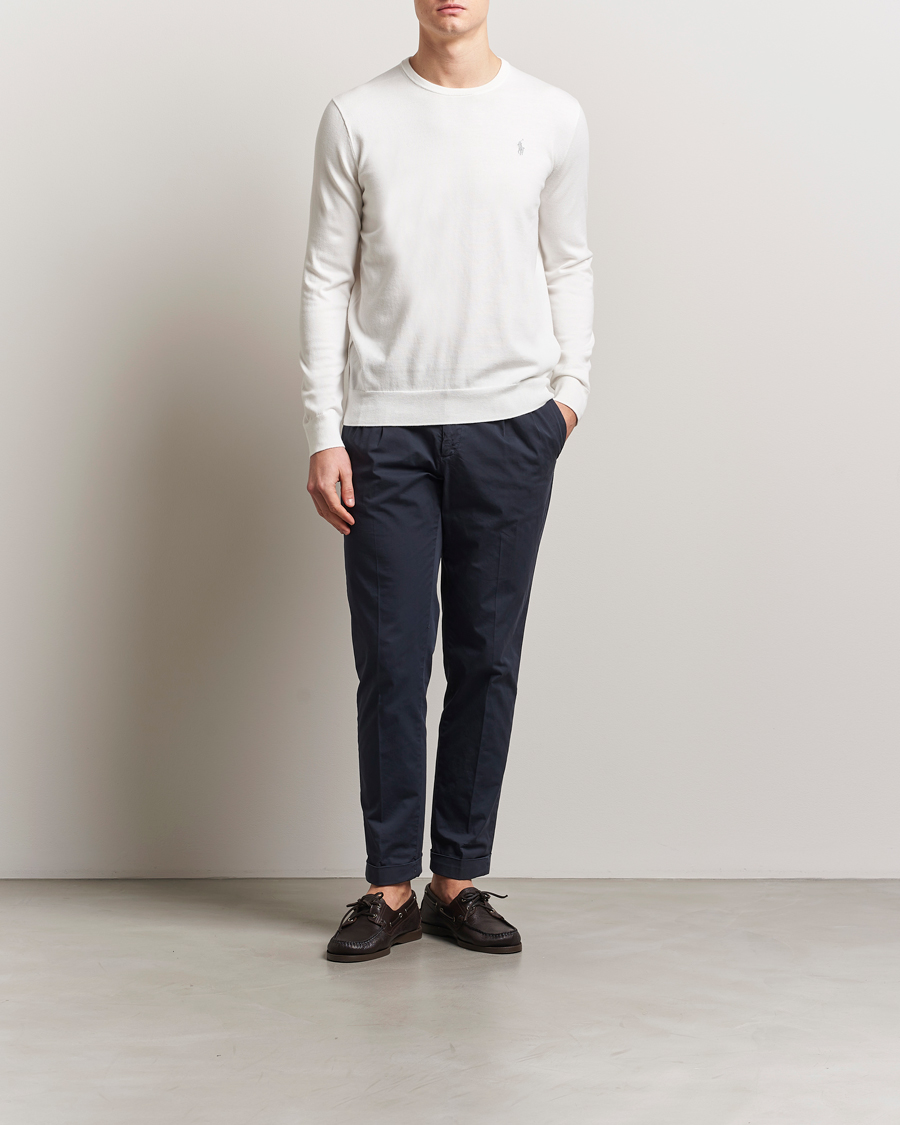 Herr | Tröjor | Polo Ralph Lauren | Cotton Crew Neck Sweater Deckwash White