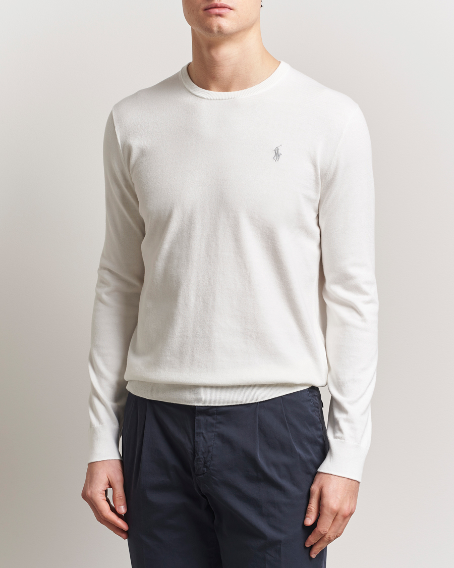 Herr | Tröjor | Polo Ralph Lauren | Cotton Crew Neck Sweater Deckwash White