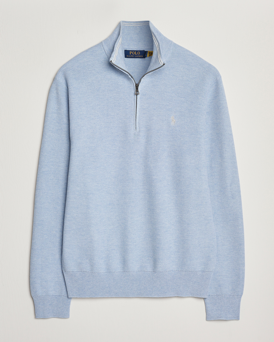 Herr | Tröjor | Polo Ralph Lauren | Textured Half Zip Blue Hyacinth Heahter