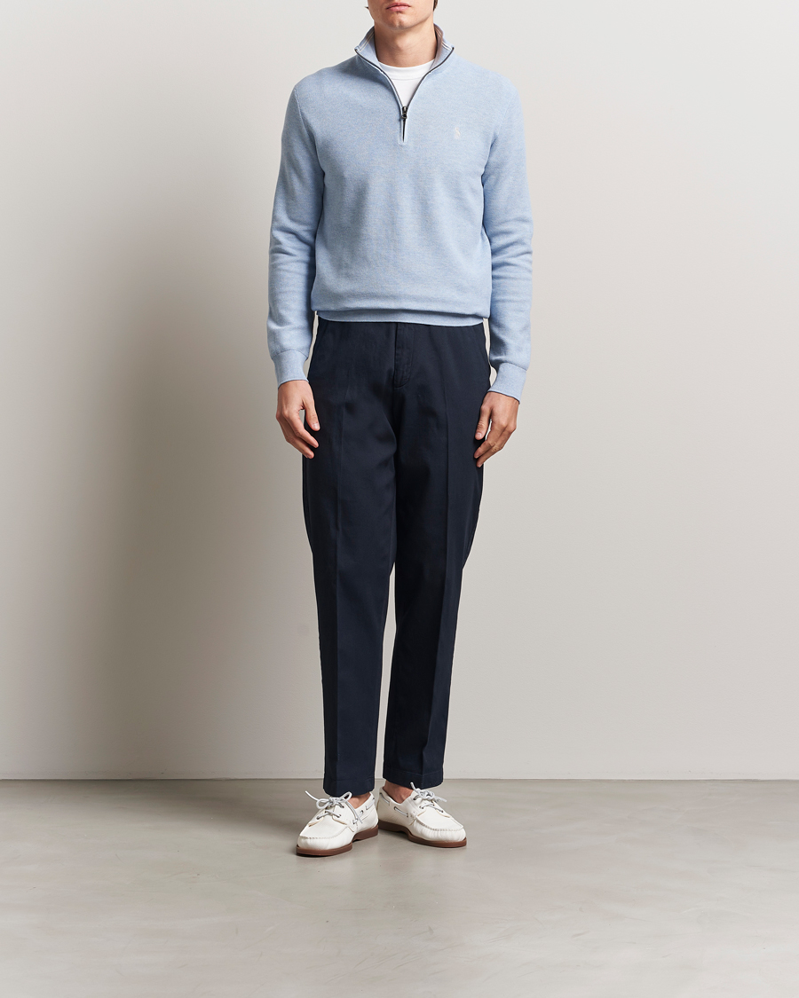 Herr | Tröjor | Polo Ralph Lauren | Textured Half Zip Blue Hyacinth Heahter