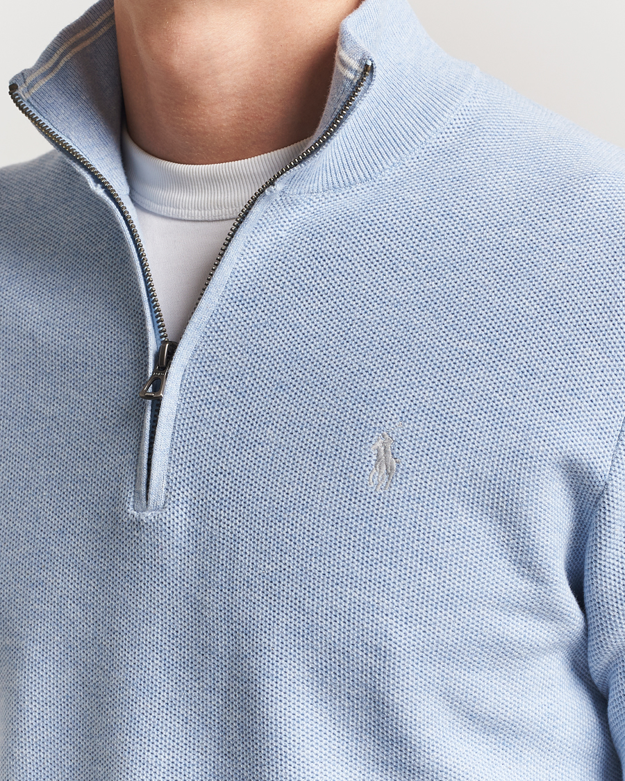 Herr | Tröjor | Polo Ralph Lauren | Textured Half Zip Blue Hyacinth Heahter