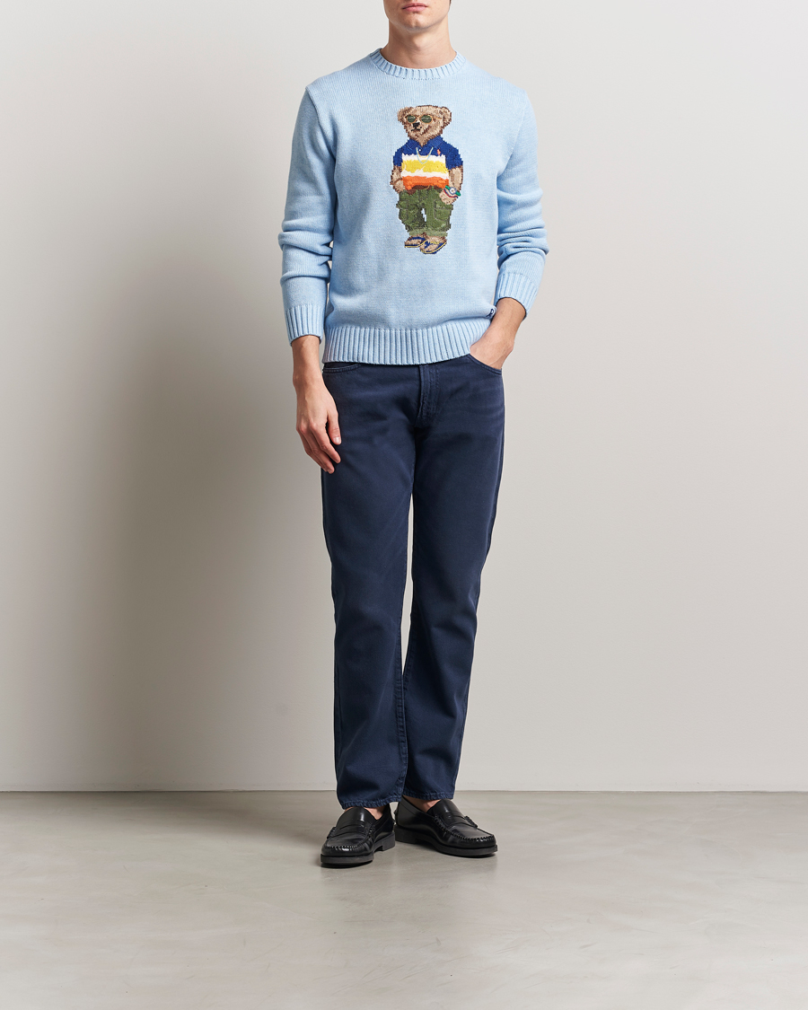 Herr | Tröjor | Polo Ralph Lauren | Cotton Knitted Bear Sweatshirt Ocean Pearl Blue