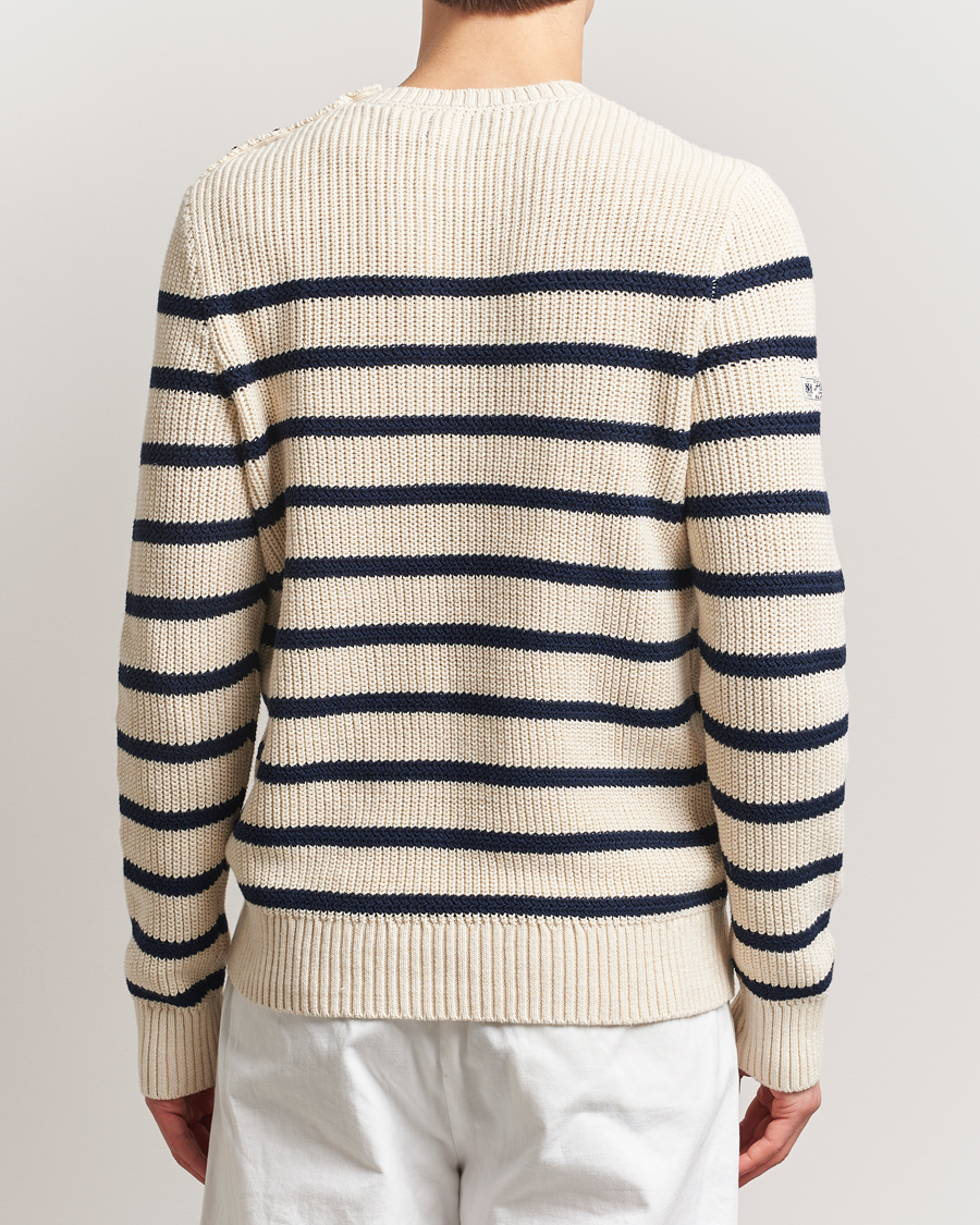 Herr | Tröjor | Polo Ralph Lauren | Cotton/Linen Striped Sweater Cream/Navy