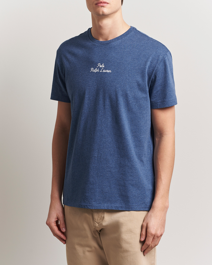 Herr | T-Shirts | Polo Ralph Lauren | Center Logo Crew Neck T-Shirt Derby Blue Heather