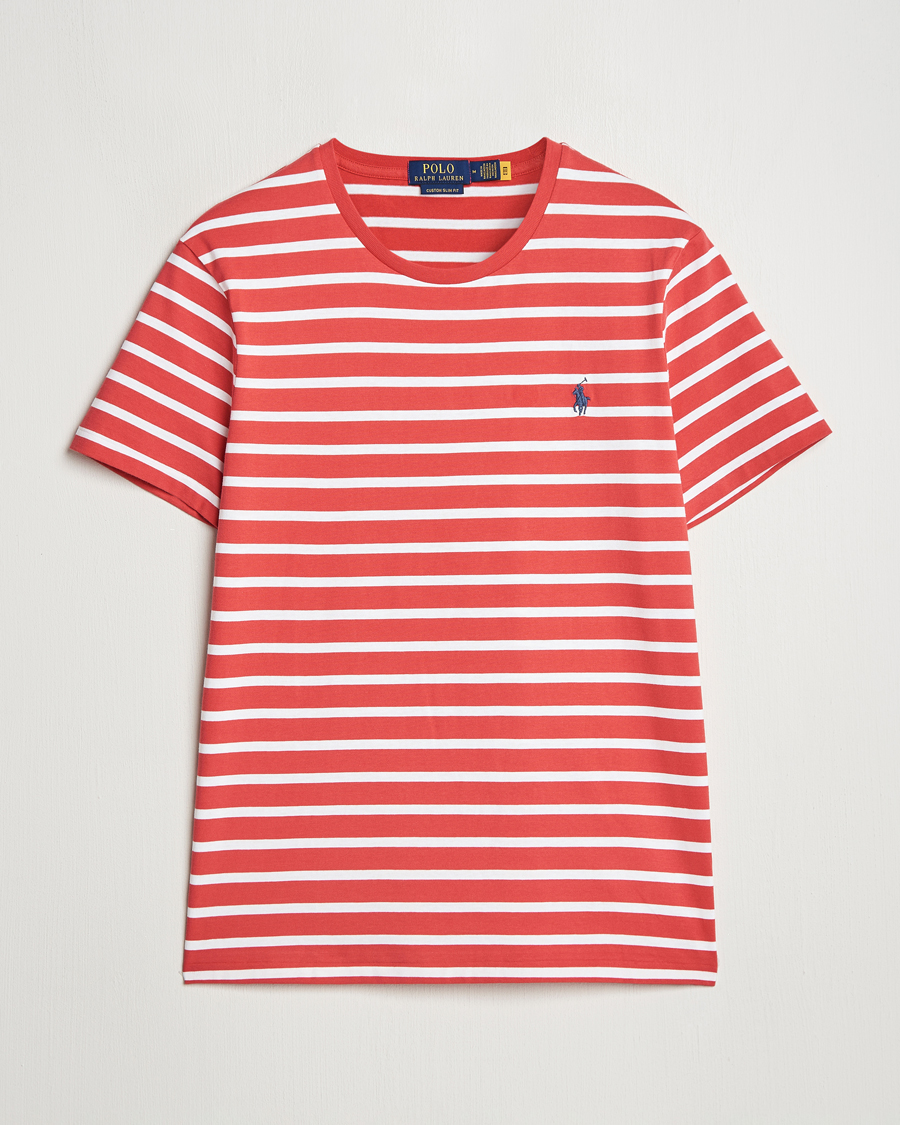 Herr | T-Shirts | Polo Ralph Lauren | Custom Slim Fit Striped T-Shirt Spring Red/White