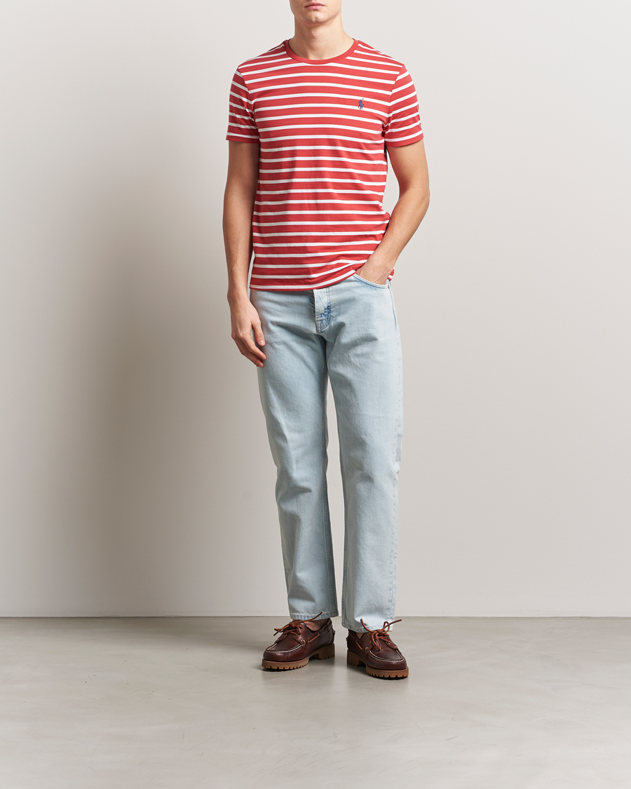 Herr | T-Shirts | Polo Ralph Lauren | Custom Slim Fit Striped T-Shirt Spring Red/White