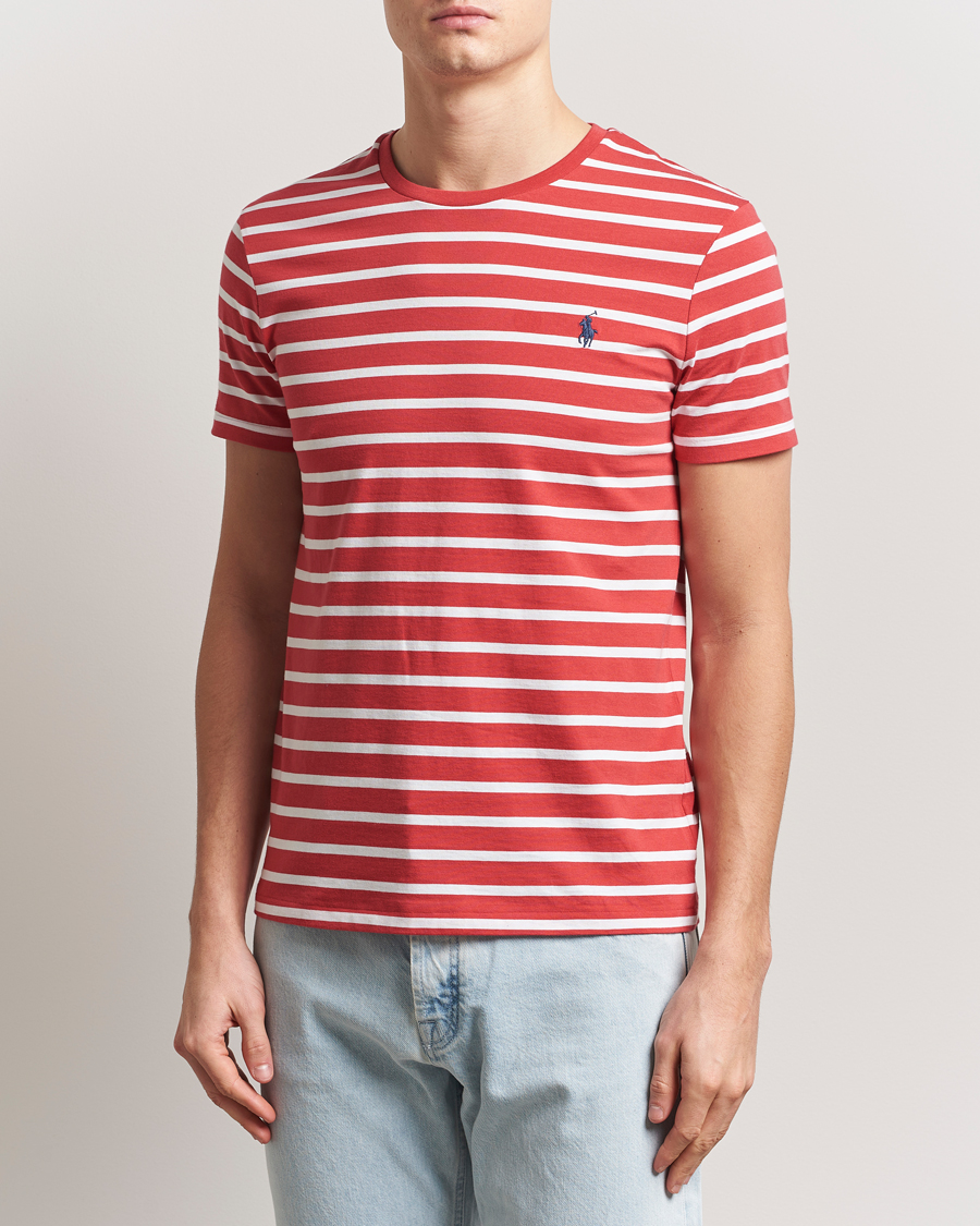 Herr | T-Shirts | Polo Ralph Lauren | Custom Slim Fit Striped T-Shirt Spring Red/White