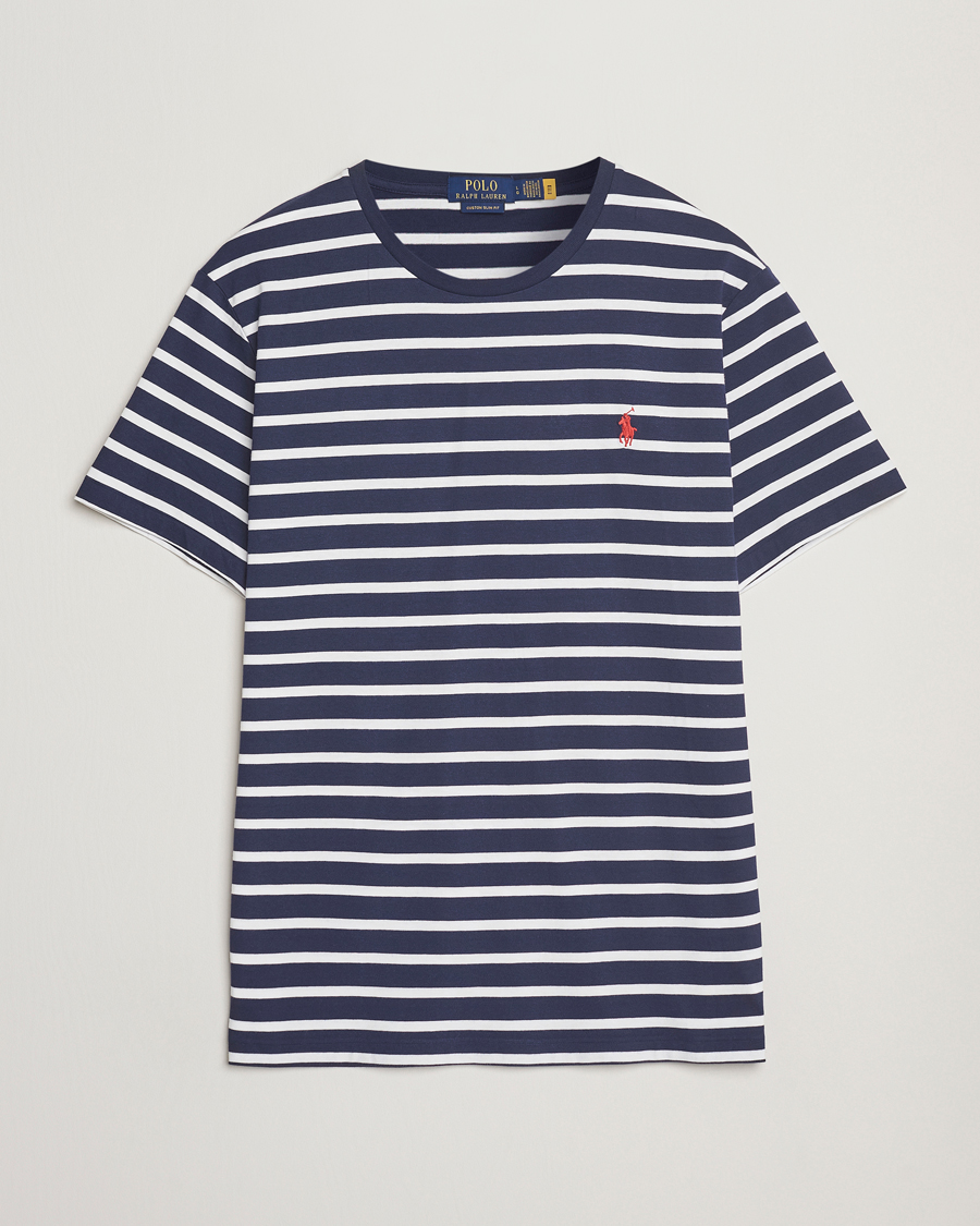 Herr | T-Shirts | Polo Ralph Lauren | Custom Slim Fit Striped T-Shirt Newport Navy/White
