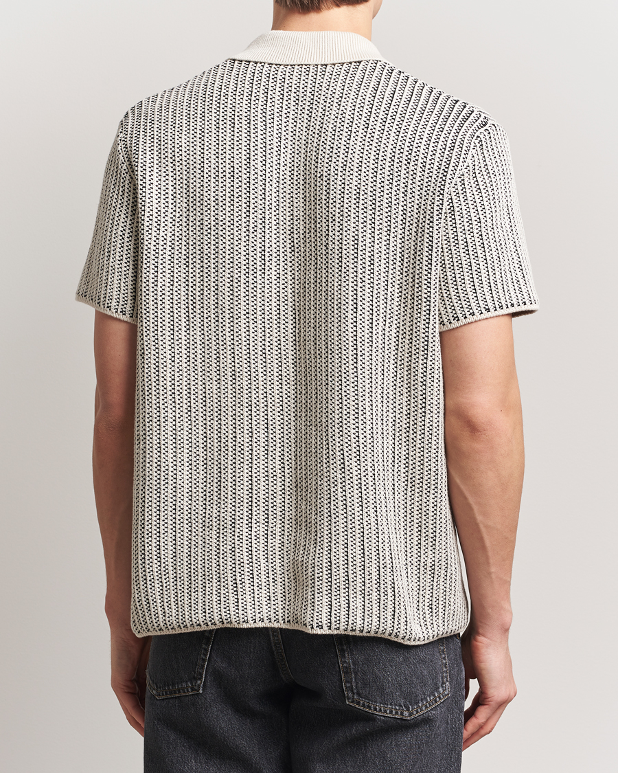 Herr | Skjortor | LES DEUX | Easton Knitted Short Sleeve Shirt Ivory/Black