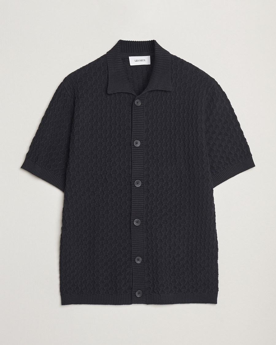 Herr | Skjortor | LES DEUX | Gespertus Knitted Short Sleeve Shirt Black