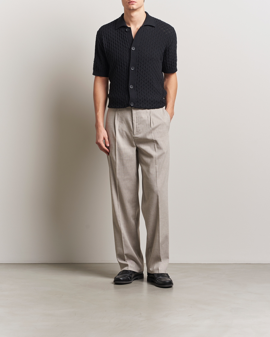 Herr | Skjortor | LES DEUX | Gespertus Knitted Short Sleeve Shirt Black