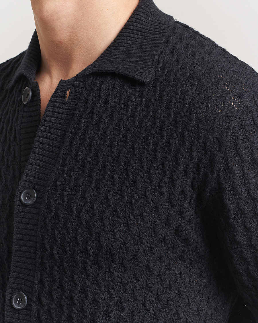 Herr | Skjortor | LES DEUX | Gespertus Knitted Short Sleeve Shirt Black