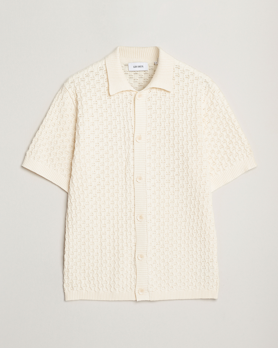 Herr | Skjortor | LES DEUX | Gespertus Knitted Short Sleeve Shirt Ivory