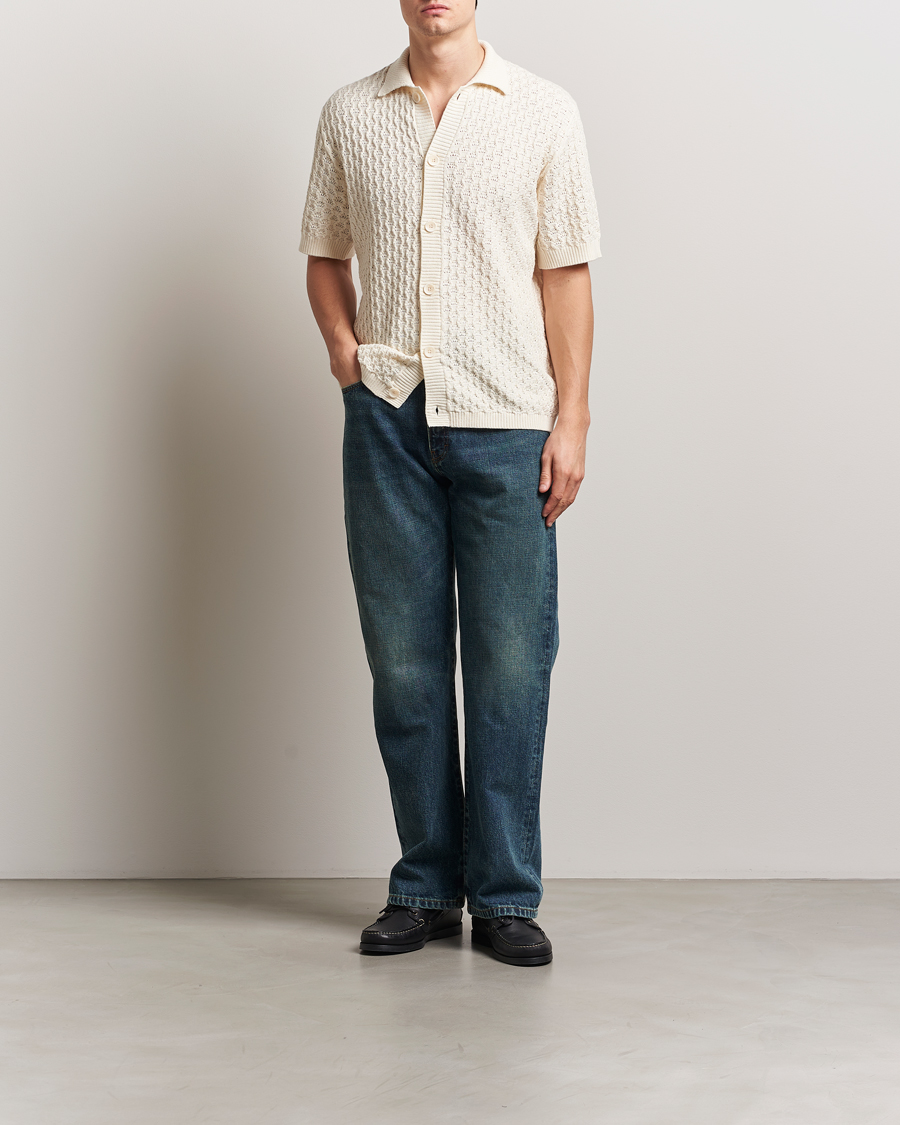 Herr | Skjortor | LES DEUX | Gespertus Knitted Short Sleeve Shirt Ivory