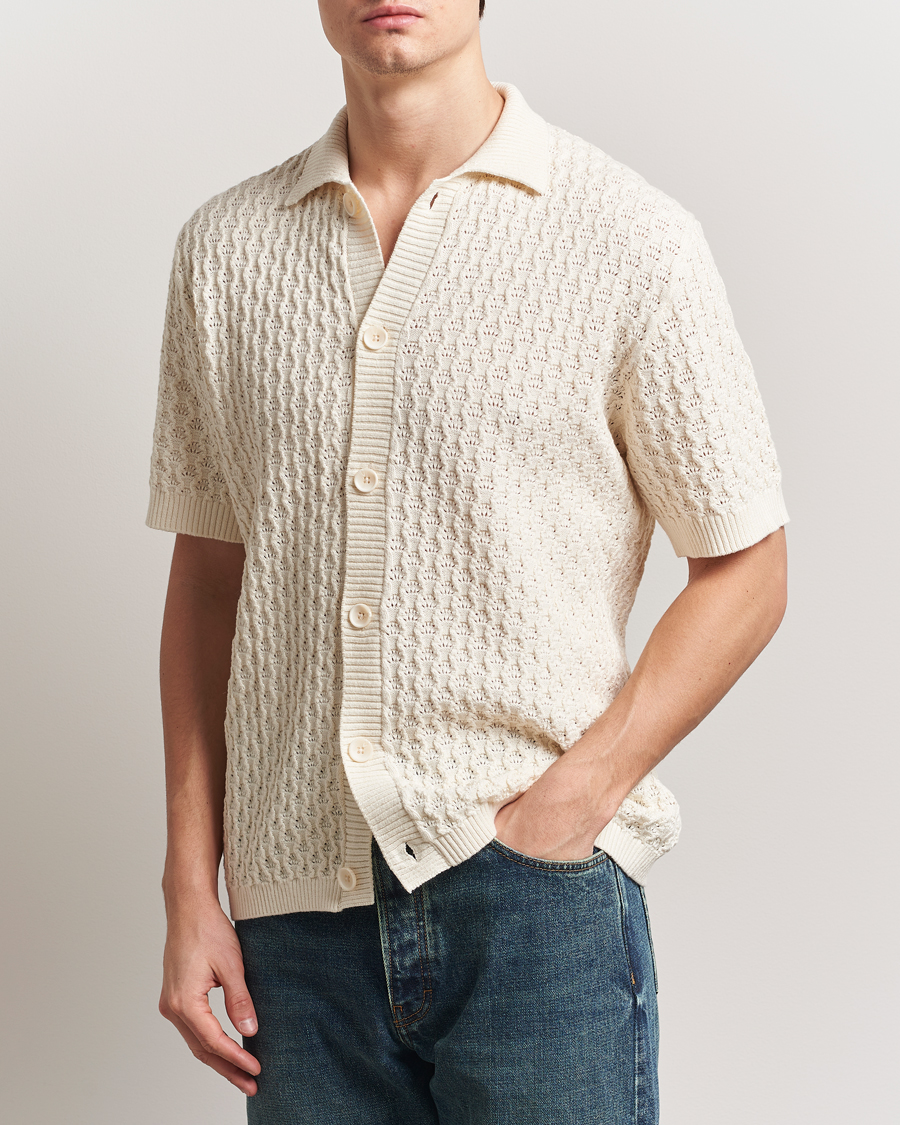 Herr | Skjortor | LES DEUX | Gespertus Knitted Short Sleeve Shirt Ivory