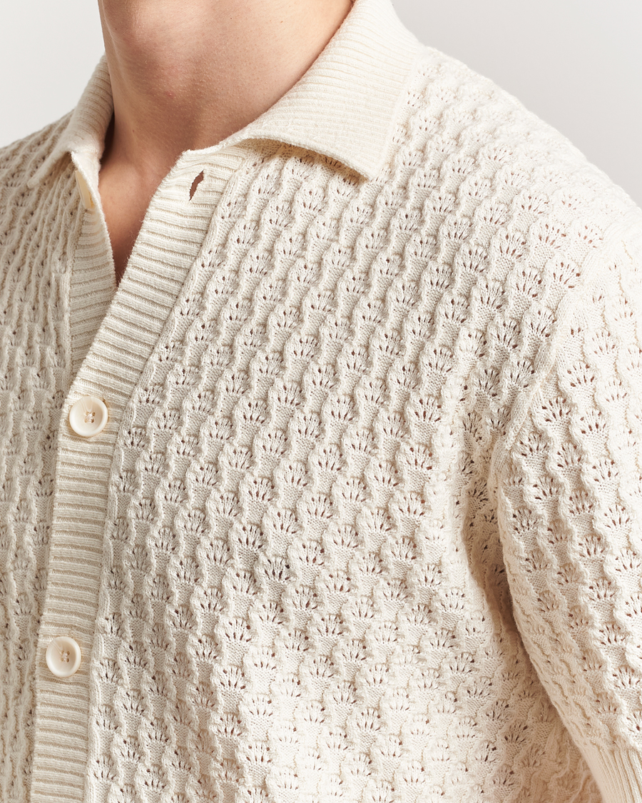 Herr | Skjortor | LES DEUX | Gespertus Knitted Short Sleeve Shirt Ivory