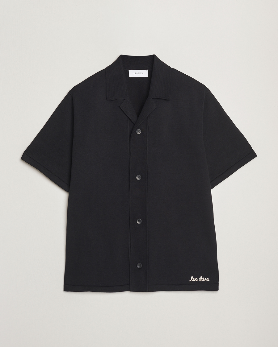 Herr | Skjortor | LES DEUX | Geoffery Short Sleeve Knitted Shirt Black