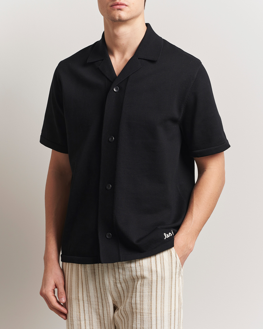 Herr | Skjortor | LES DEUX | Geoffery Short Sleeve Knitted Shirt Black