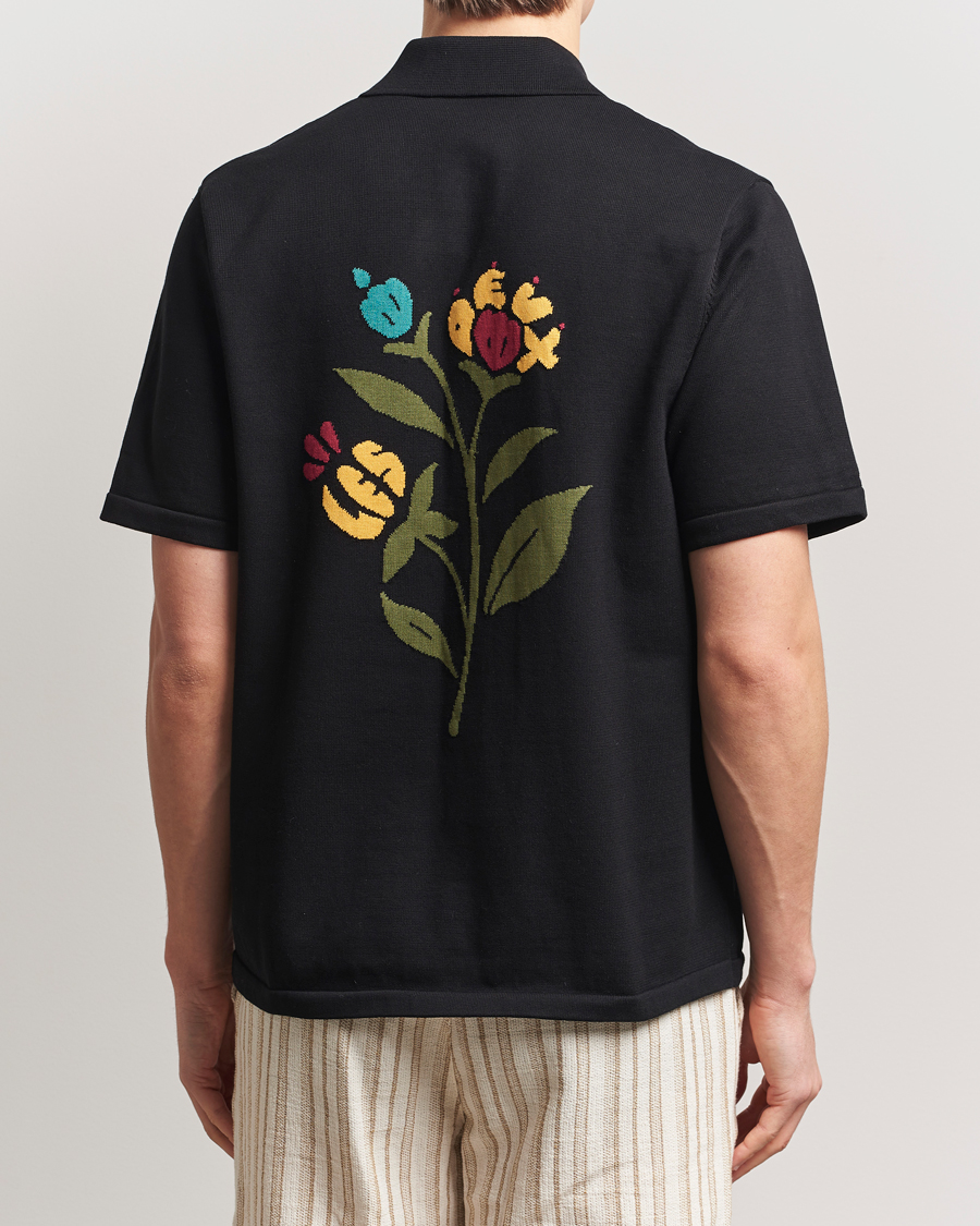Herr | Skjortor | LES DEUX | Geoffery Short Sleeve Knitted Shirt Black