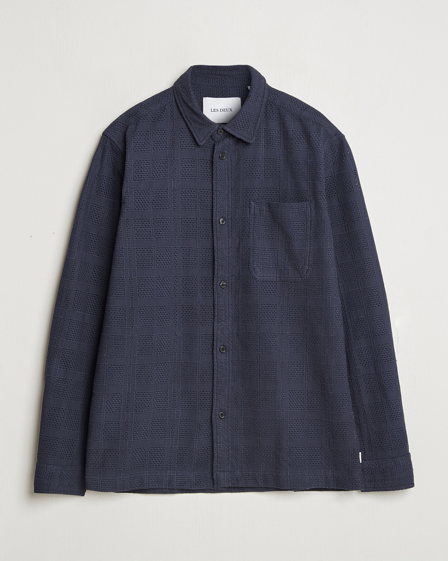 Herr | Skjortor | LES DEUX | Charlie Long Sleeve Knitted Shirt Navy