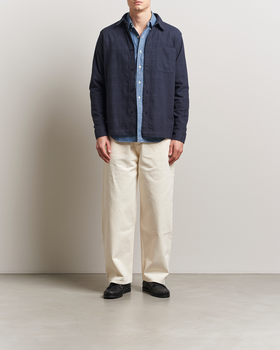 Herr | Skjortor | LES DEUX | Charlie Long Sleeve Knitted Shirt Navy
