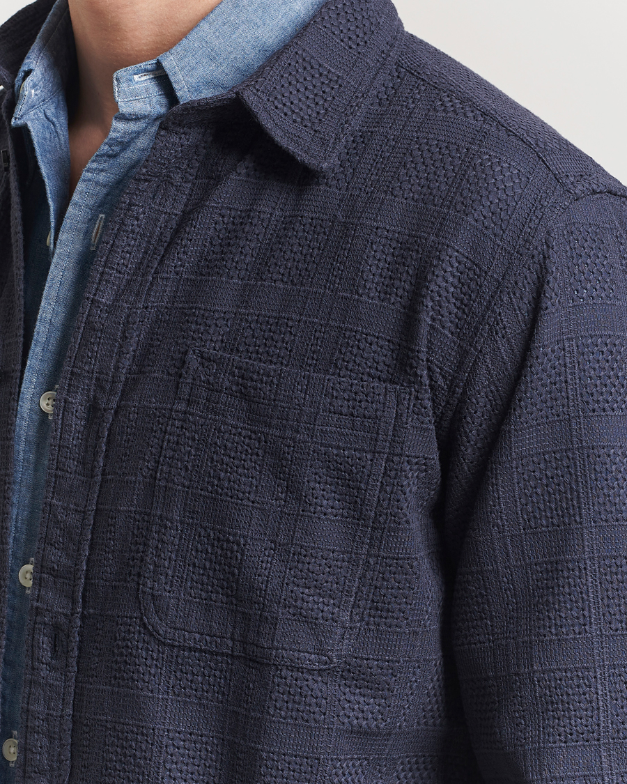Herr | Skjortor | LES DEUX | Charlie Long Sleeve Knitted Shirt Navy