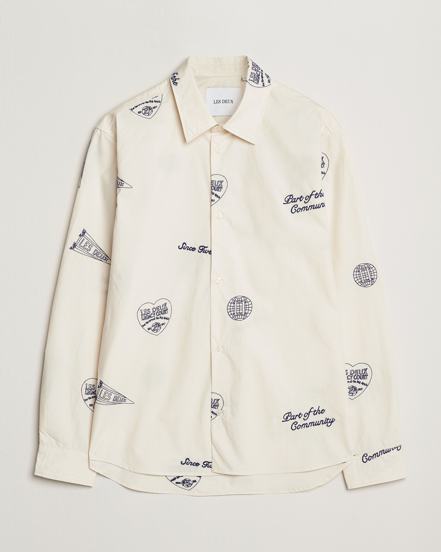 Herr | Skjortor | LES DEUX | Kalen All Over Embroidery Shirt Ivory