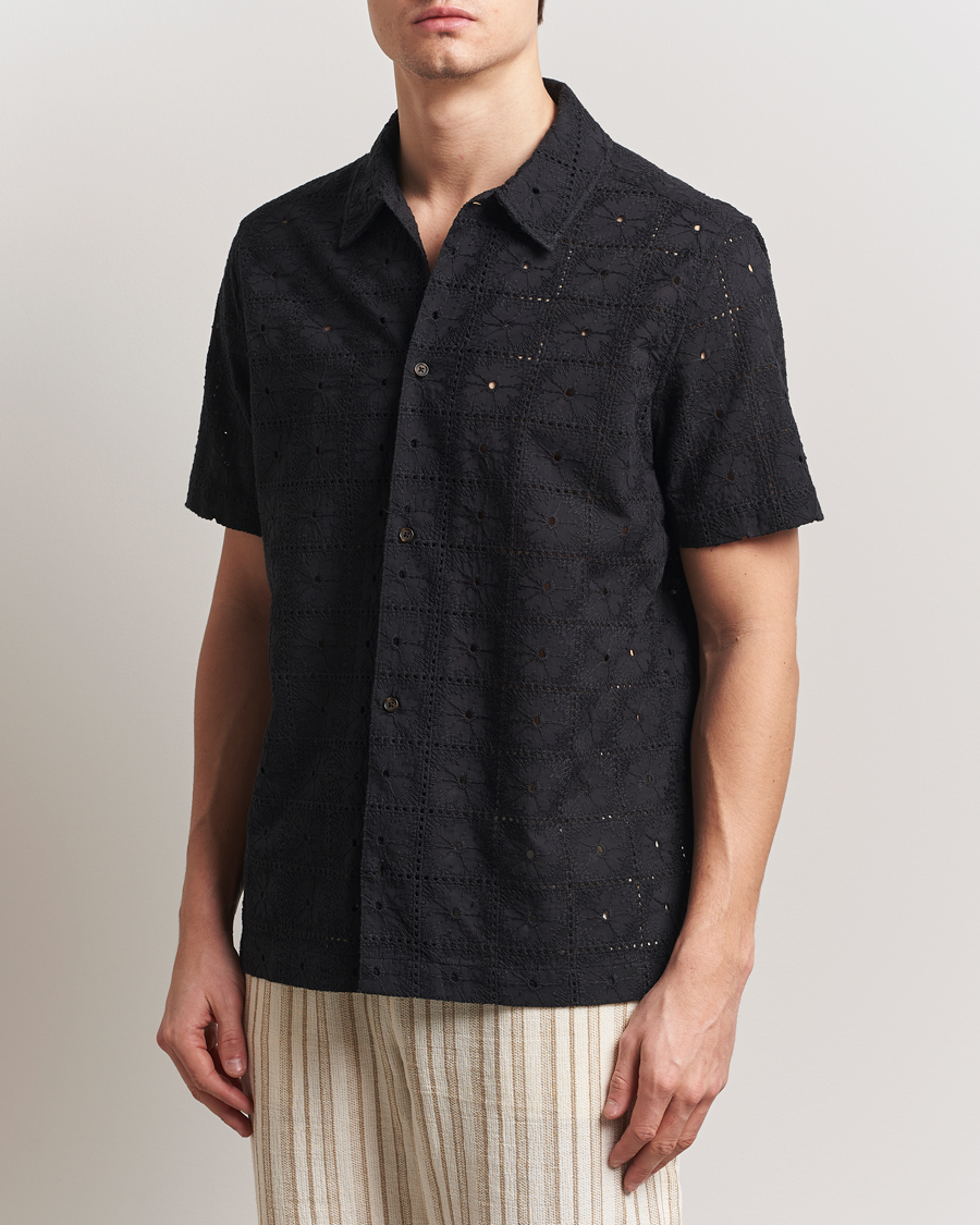Herr | Skjortor | LES DEUX | Hector Anglaise Short Sleeve Shirt Black