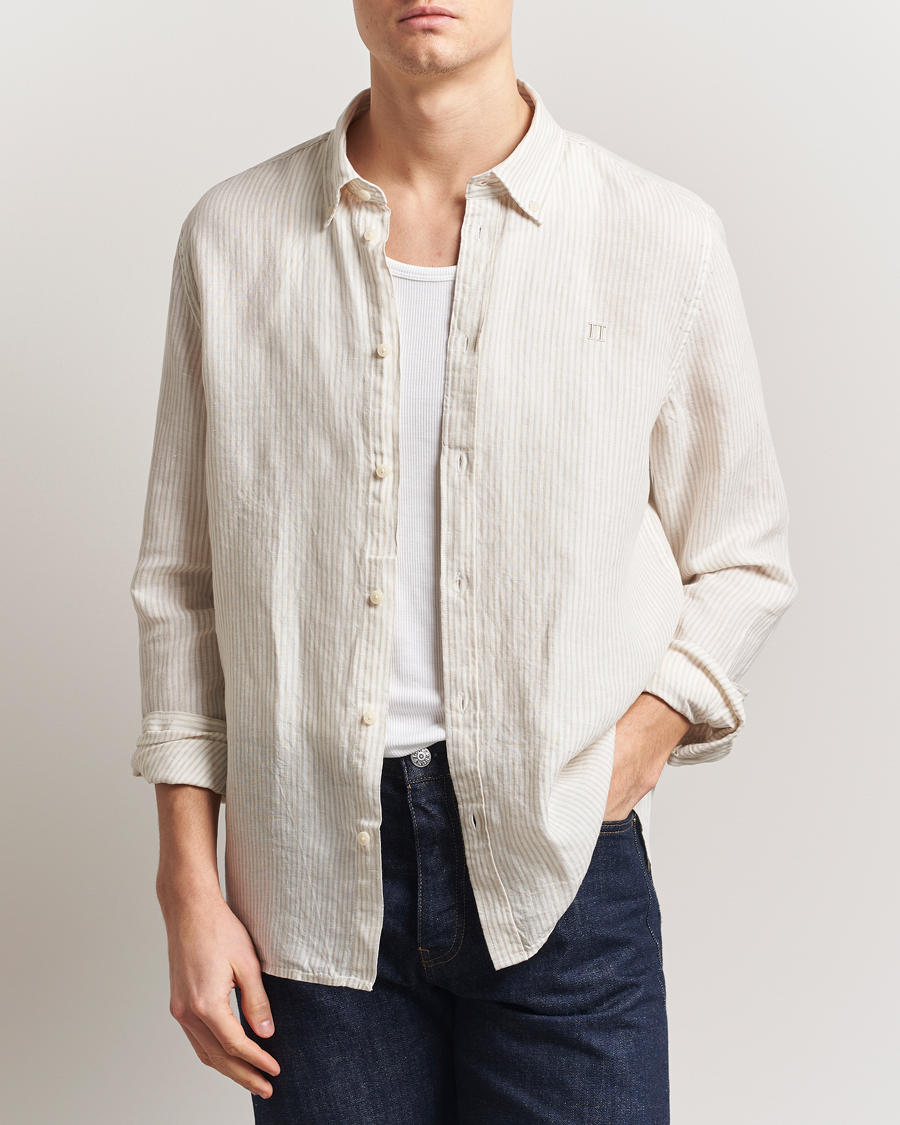 Herr | Skjortor | LES DEUX | Kristian Linen Shirt Ivory/Walnut