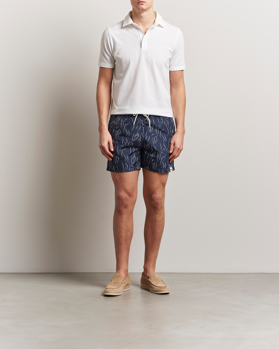 Herr | Badbyxor | Altea | Printed Swim Shorts Navy