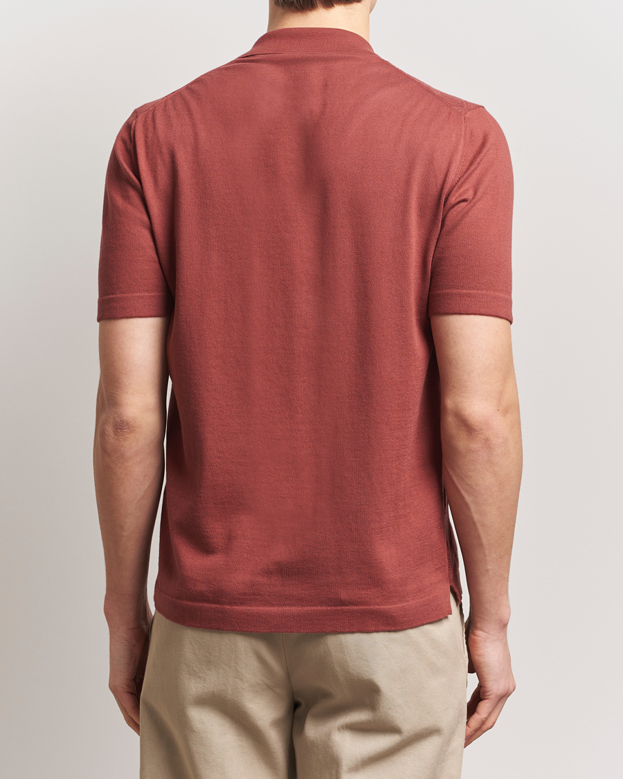 Herr | Skjortor | Altea | Jacquard Knit Camp Shirt Burgundy