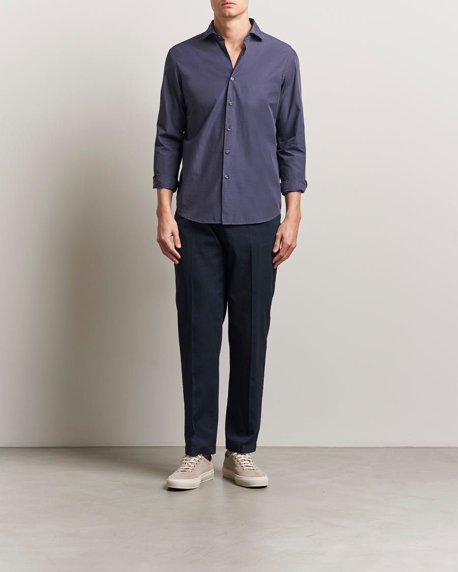 Herr | Skjortor | Altea | Washed Poplin Sport Shirt Dark Blue