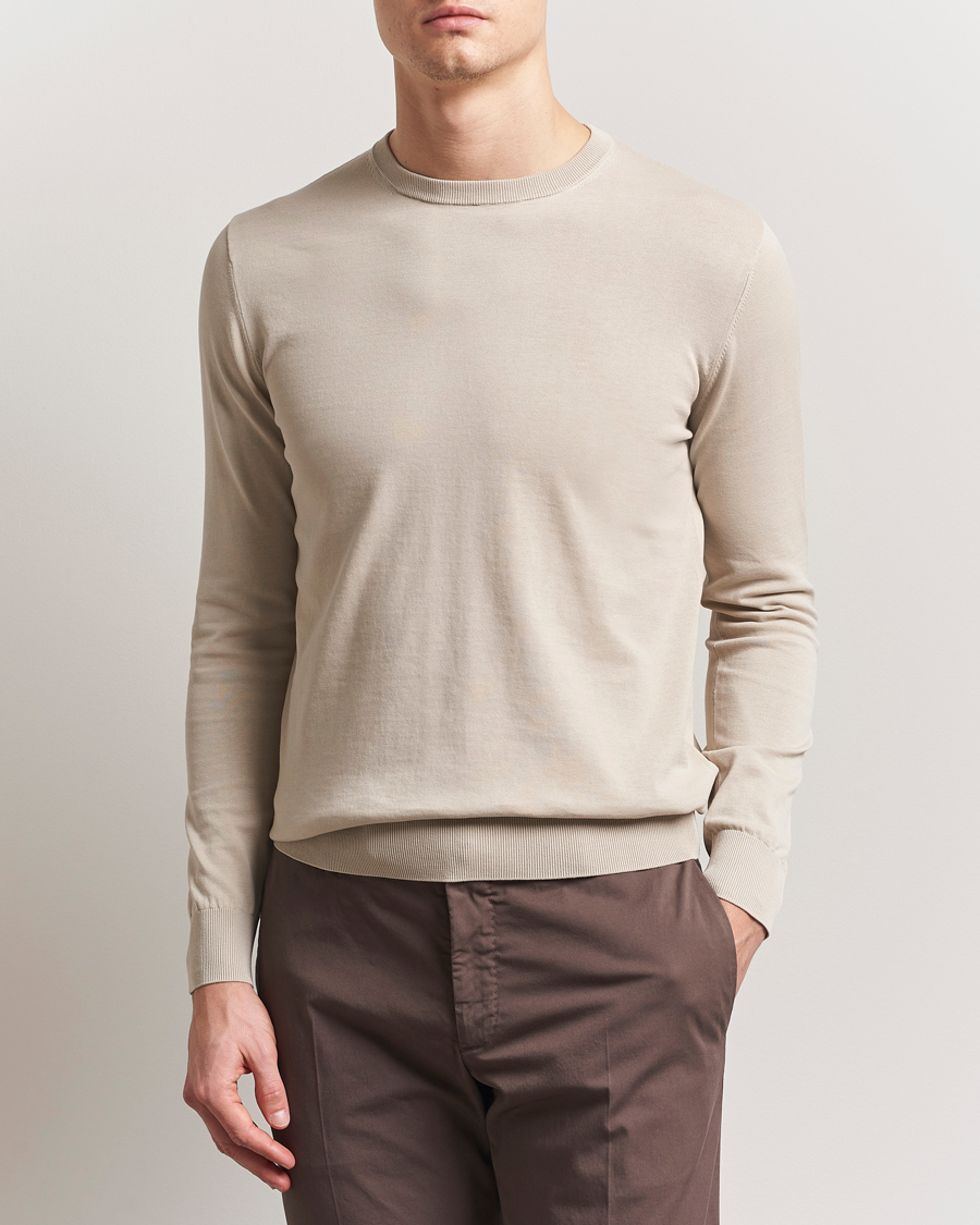 Herr | Tröjor | Aspesi | Rib Cotton Crew Neck Beige