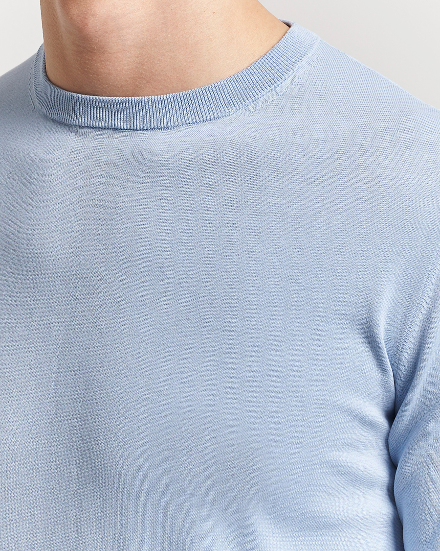 Herr | Tröjor | Aspesi | Rib Cotton Crew Neck Light Blue