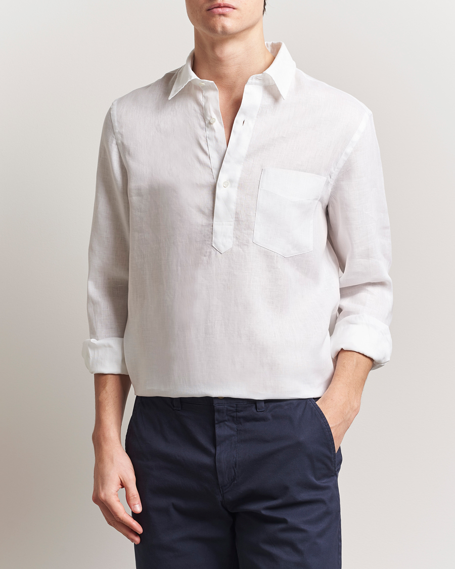 Herr | Skjortor | Aspesi | Linen Popover Shirt White