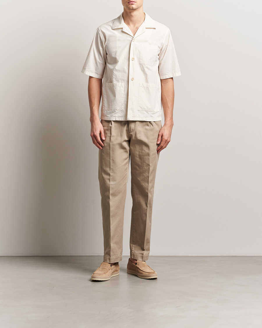 Herr | Skjortor | Aspesi | Short Sleeve Utility Shirt Light Beige