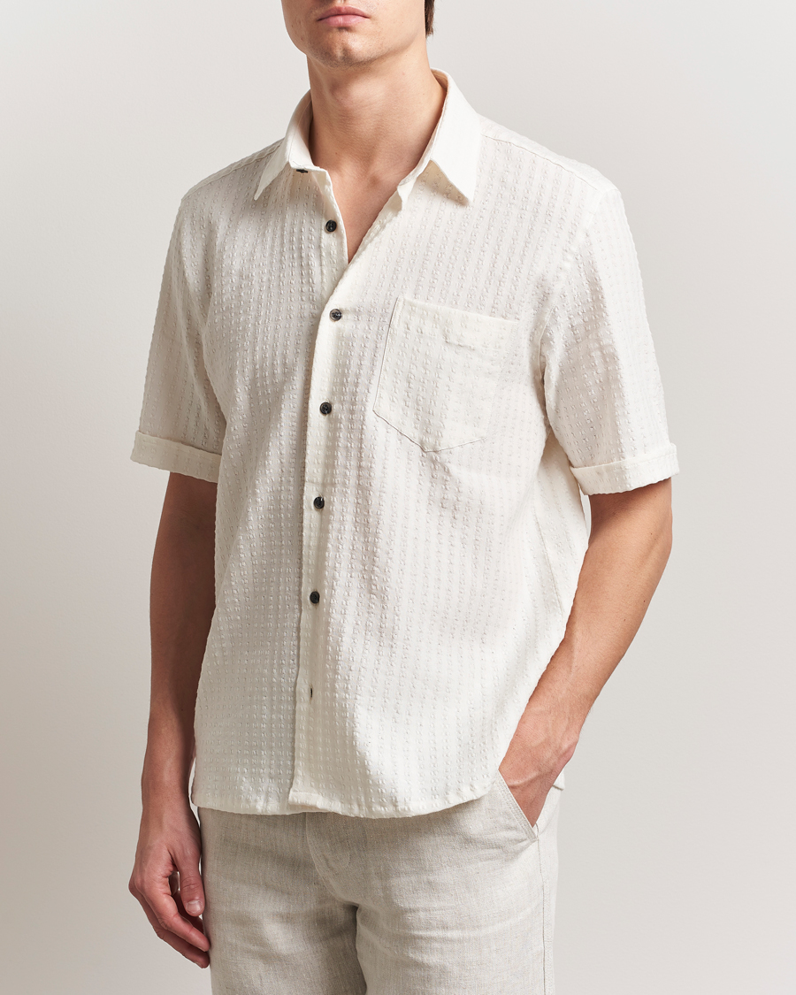 Herr | Skjortor | Peregrine | Seersucker Beach Shirt White Stripe