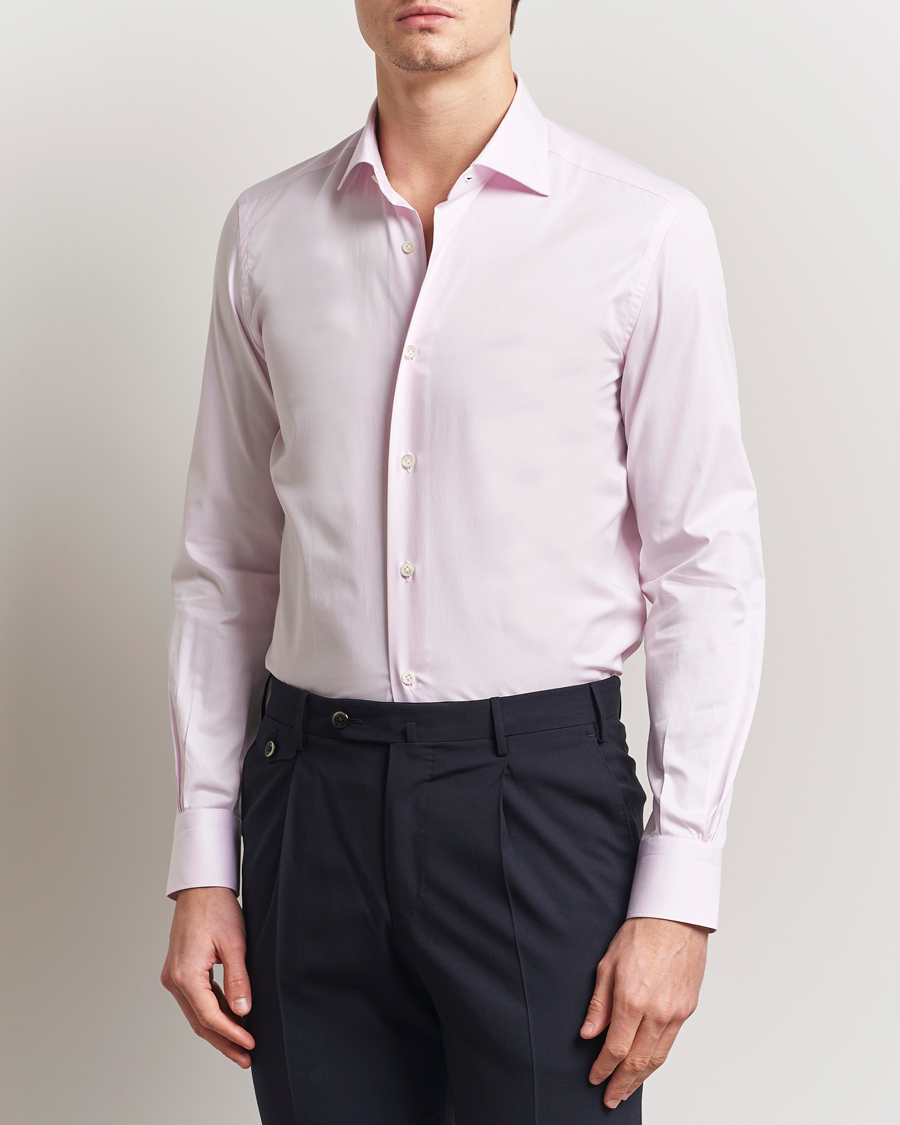 Herr | Skjortor | Mazzarelli | Soft Cotton Cut Away Shirt Rosa