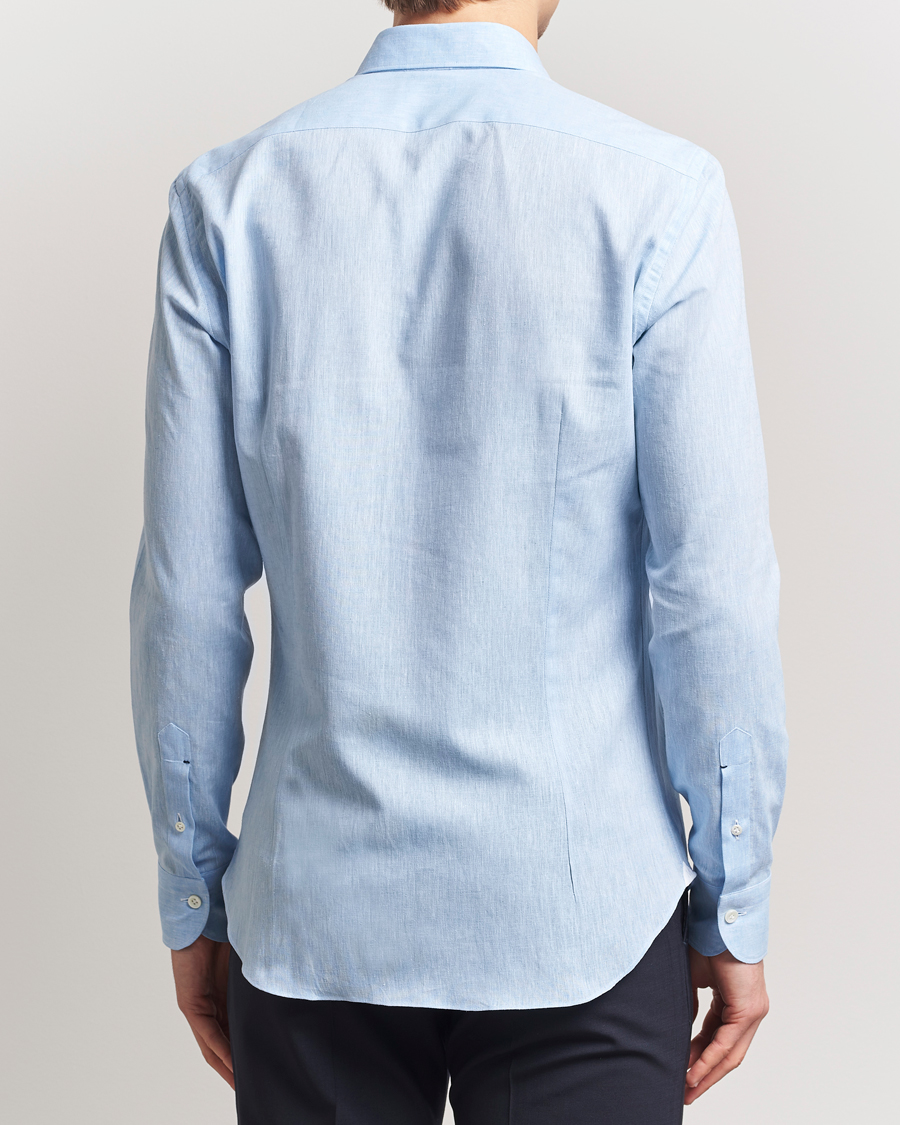Herr | Skjortor | Mazzarelli | Soft Linen Cut Away Shirt Light Blue