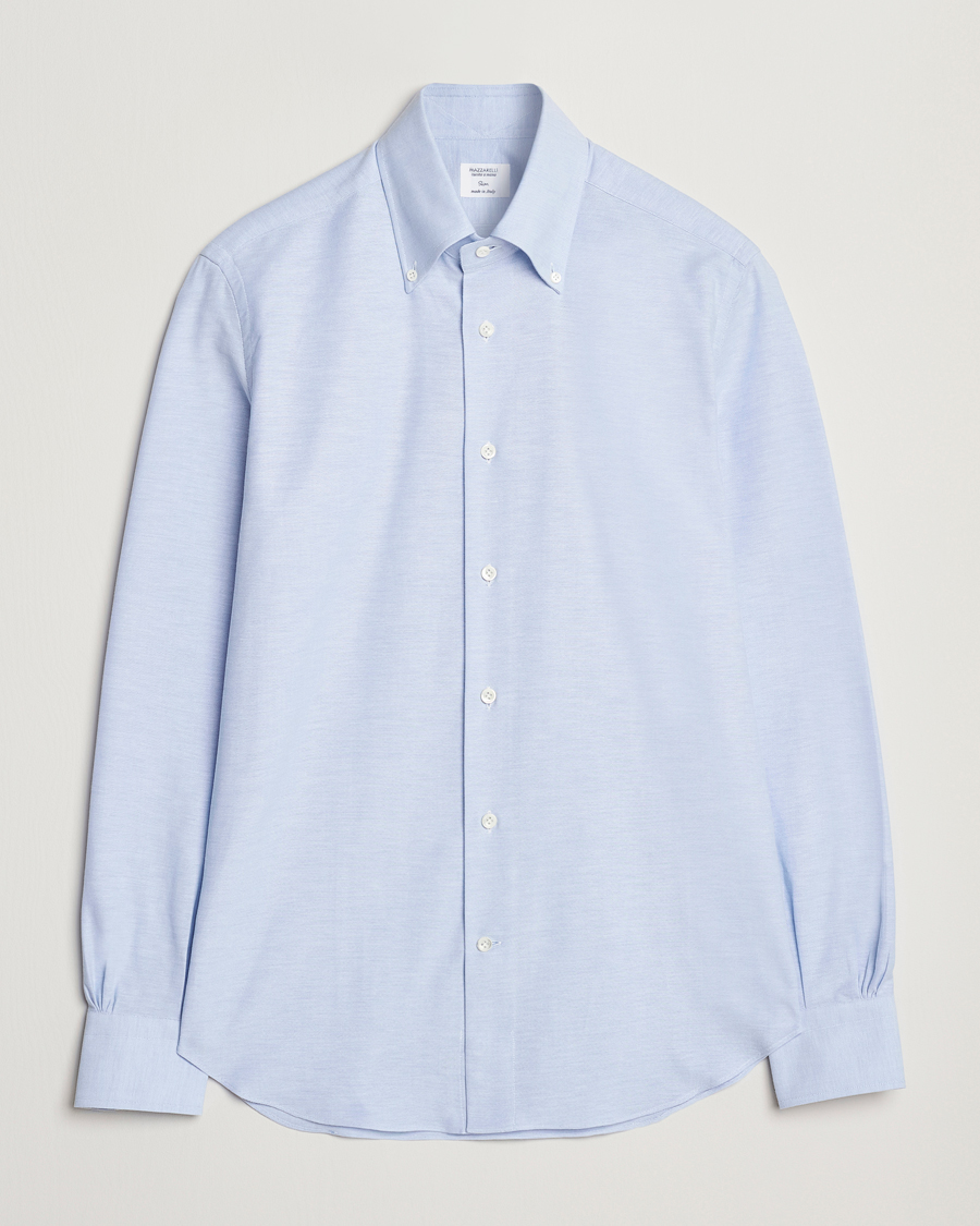Herr | Skjortor | Mazzarelli | Soft Oxford Button Down Shirt Light Blue