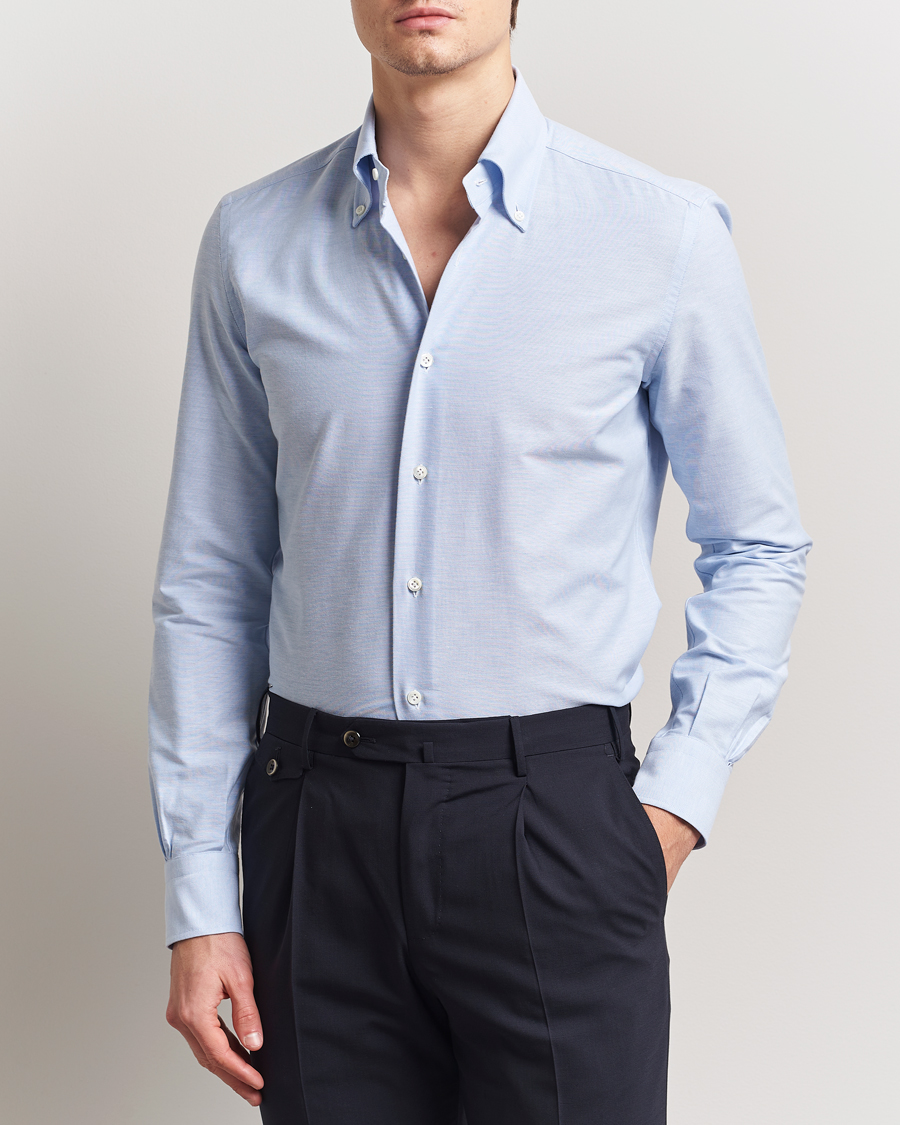 Herr | Skjortor | Mazzarelli | Soft Oxford Button Down Shirt Light Blue