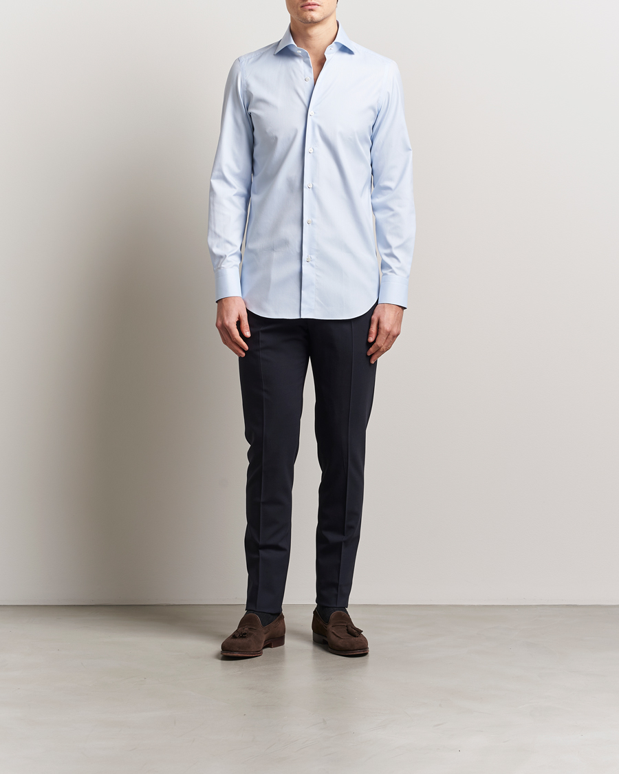 Herr | Skjortor | Finamore Napoli | Milano Slim Royal Oxford Dress Shirt Light Blue